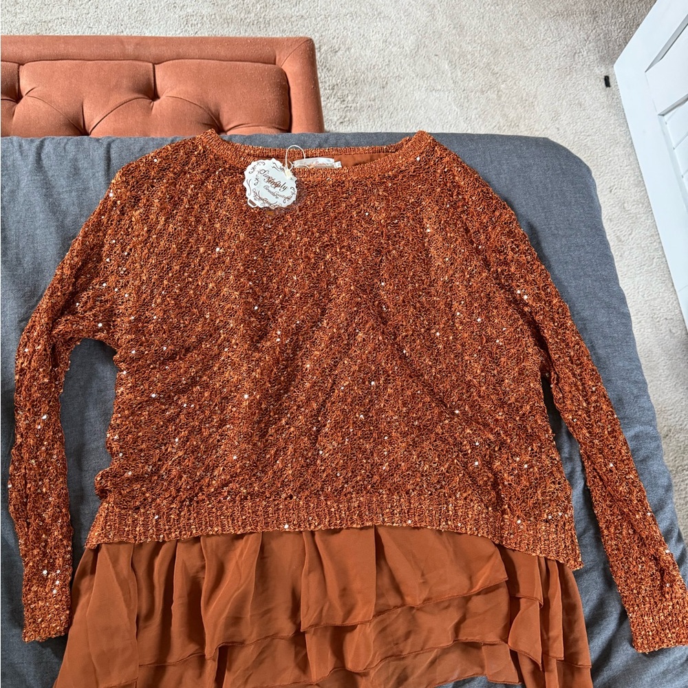 Simply Couture Orange Sequin Blouse